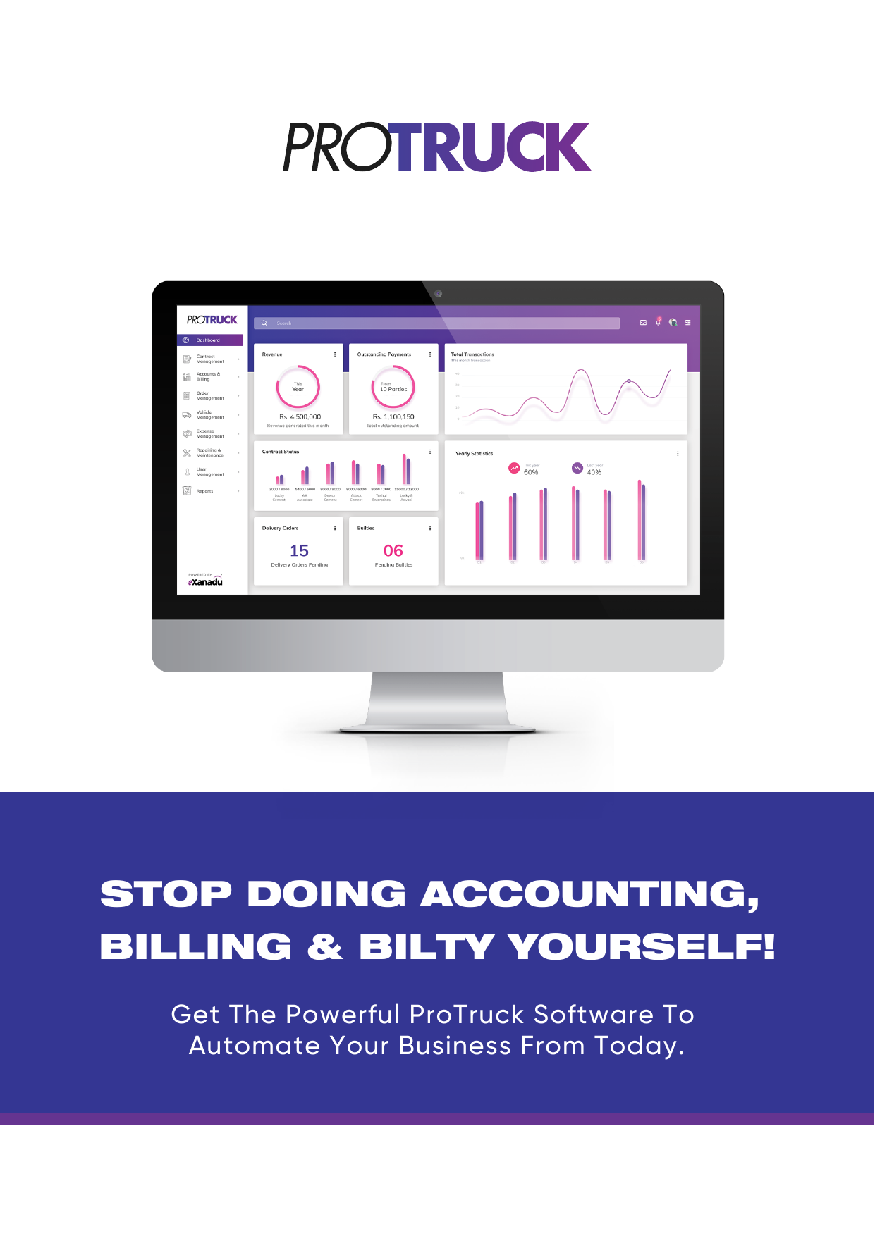 ProTruck dashboard on desktop